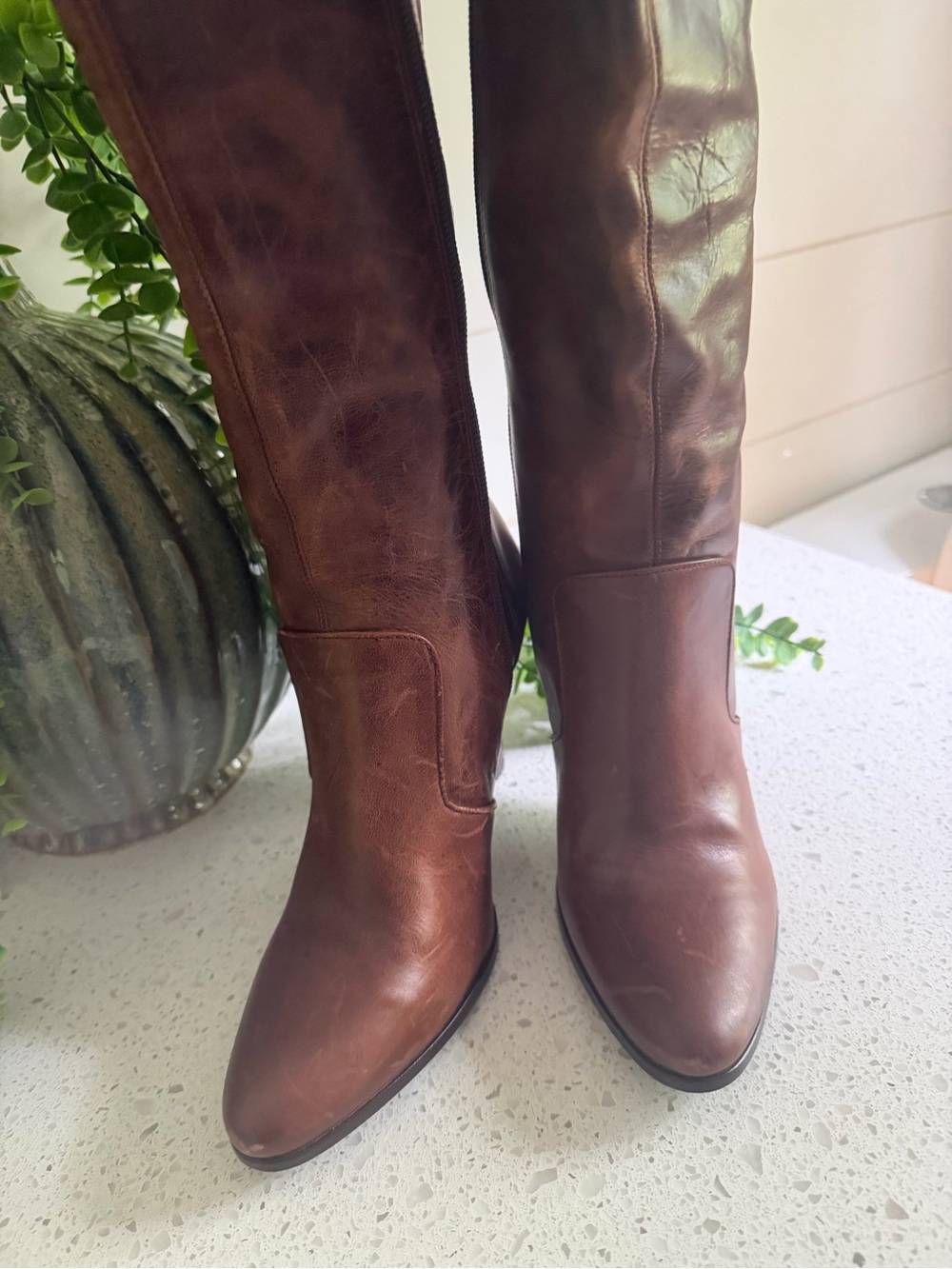 Classic Brown Leather Knee-High Women's Boots